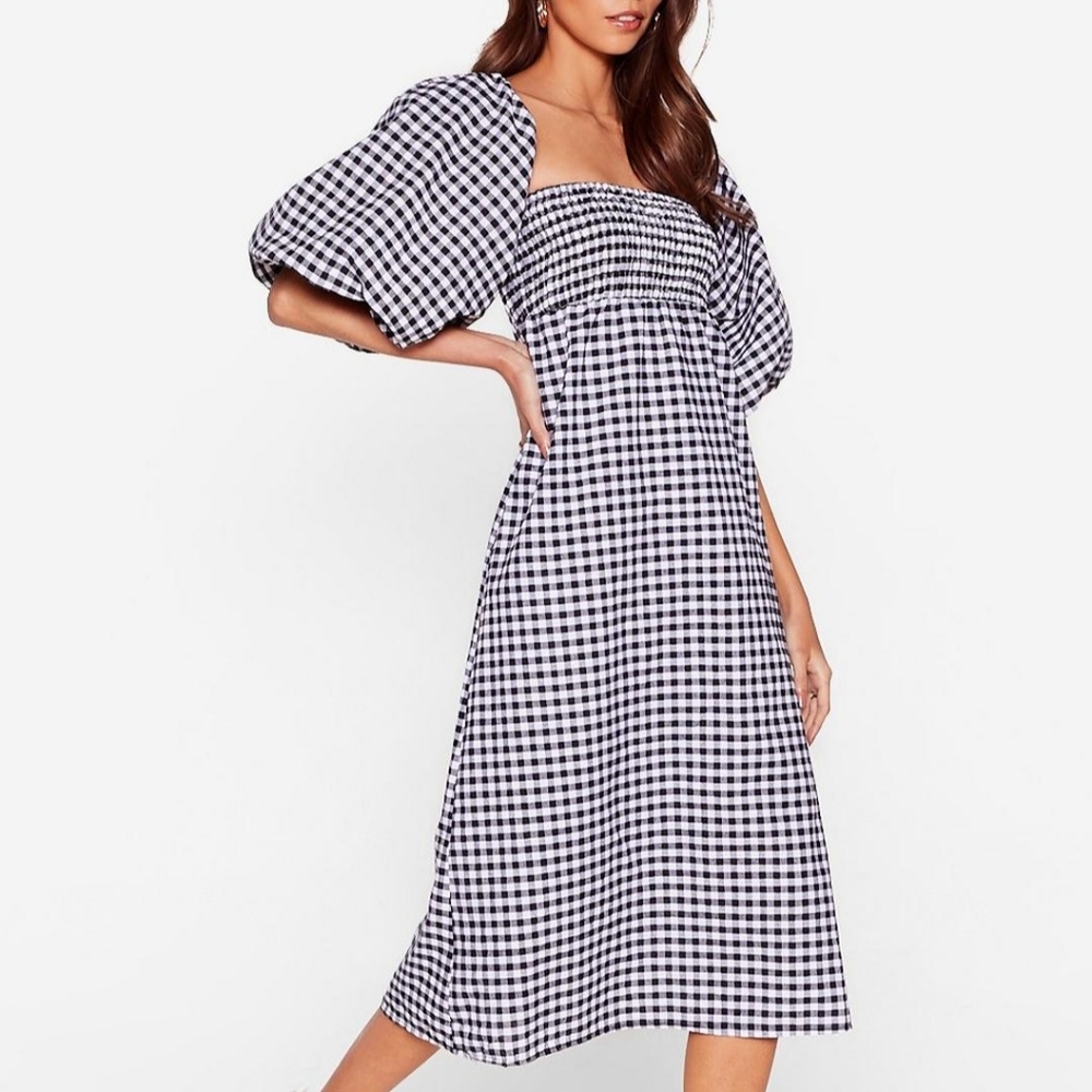 Gingham Puff Sleeve Dress ADORABLE EUC